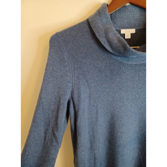 J. Jill Turtleneck Sweater Womens M Blue Pullover Cable Knit Ribbed Longsleeve - Picture 7 of 11